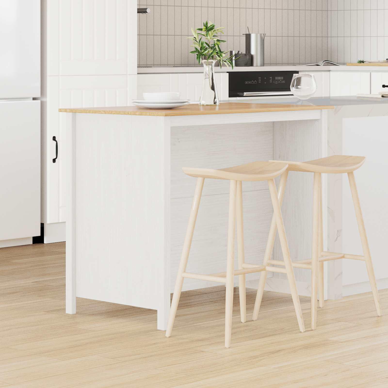 Køkkenøer HILL Hvid 112 x 66 x 90 cm Massivt fyrretræ billede