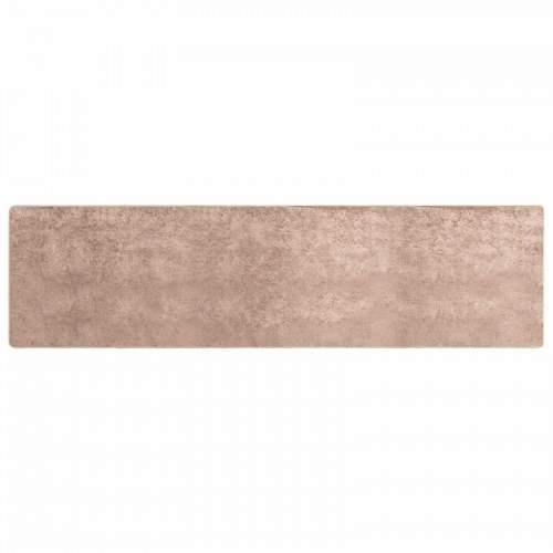 Løber tæppe 80 × 300 cm - sandfarvet polyester velour med skridsikker PVC-bagside