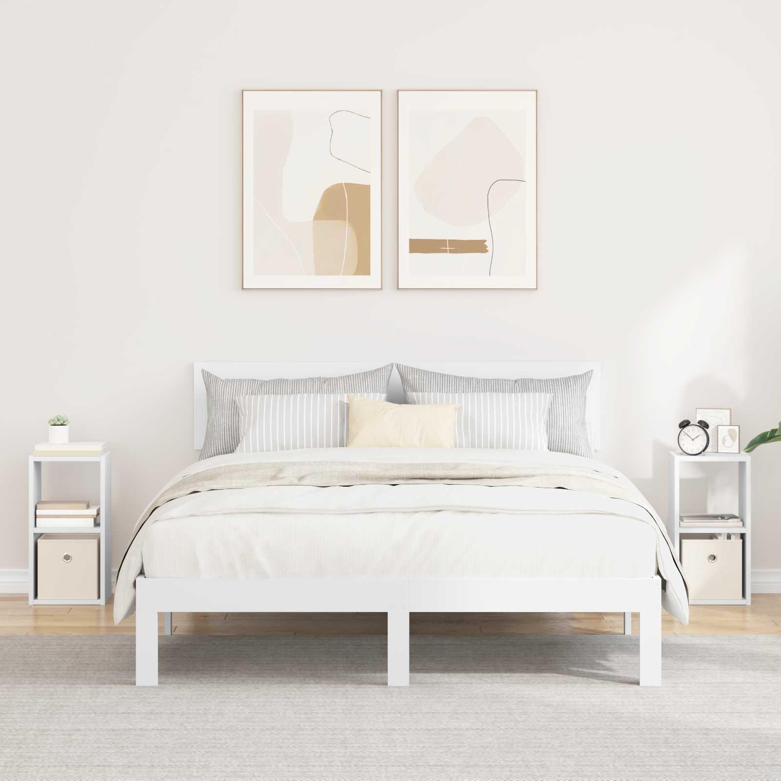 Sengeborde 2 stk - hvid, 25,5 × 22 × 49,5 cm, konstrueret træ