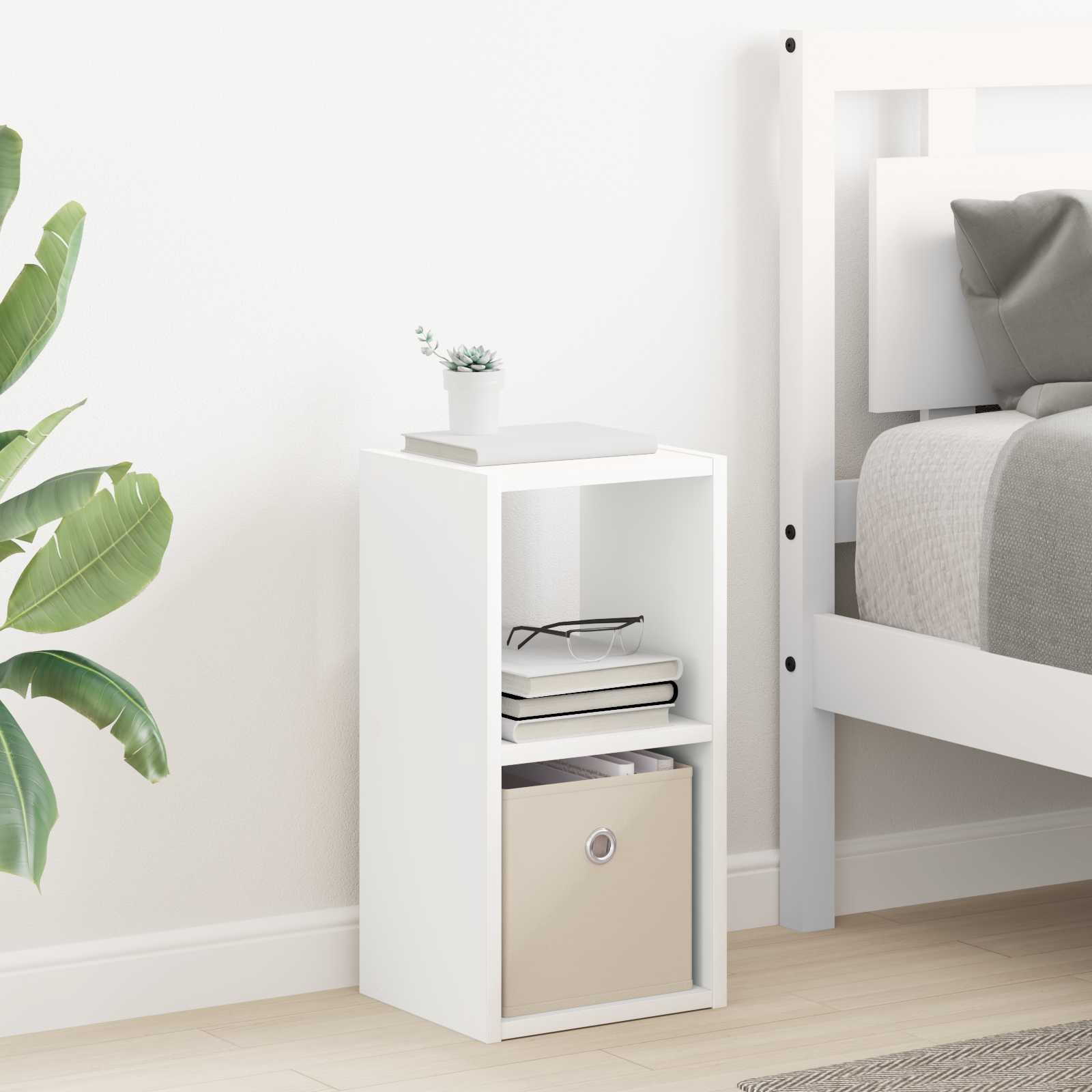 Sengebord med skuffe Hvid 25,5 x 22 x 49,5 cm Konstrueret træ billede