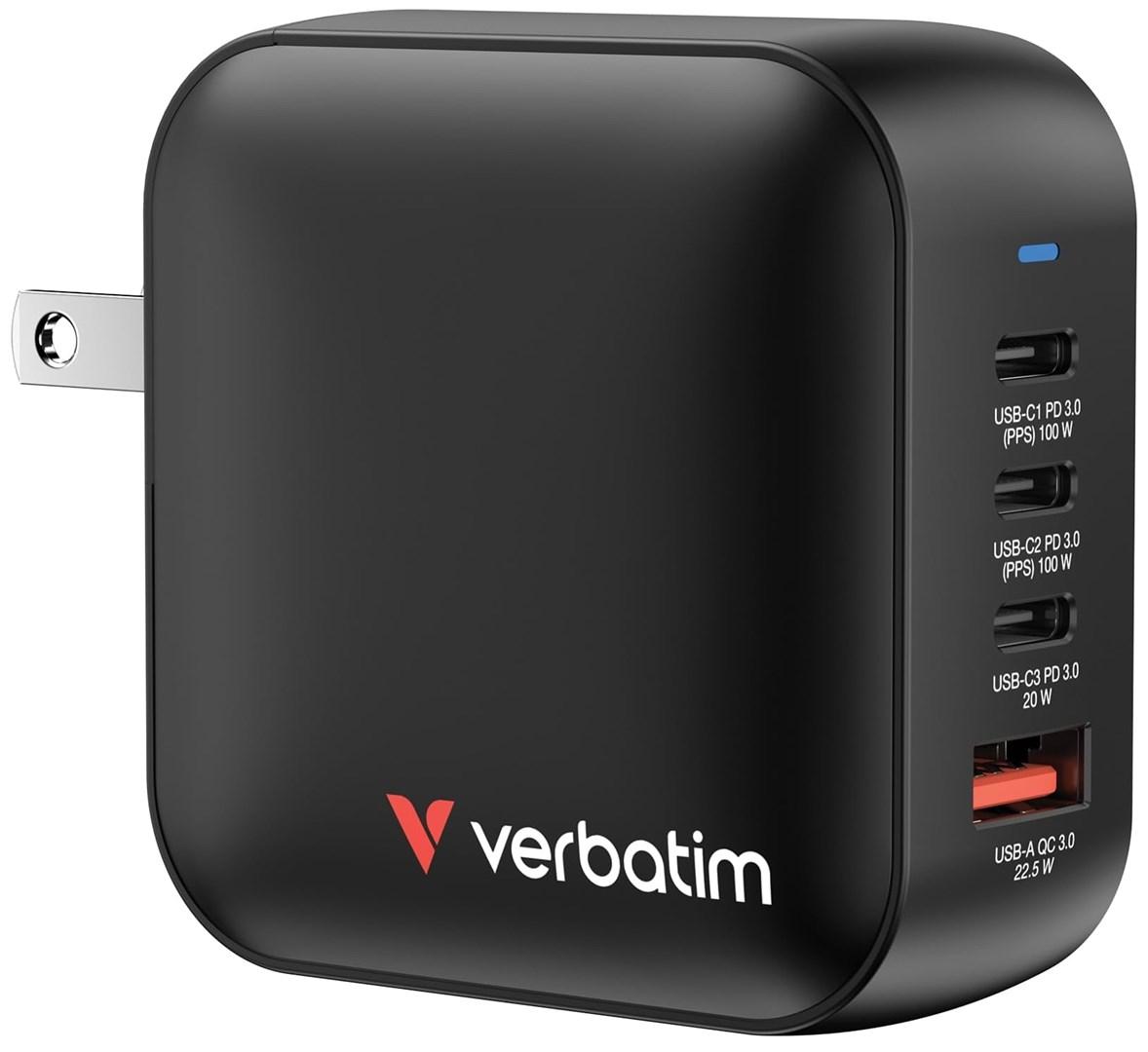 Verbatim Mini GaN oplader 100 W - 3x USB‑C PD + USB‑A QC billede