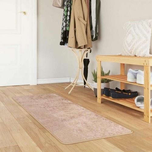 Løber-tæppe i sandfarvet polyester, 50 × 150 cm - skridsikker og maskinvaskbar