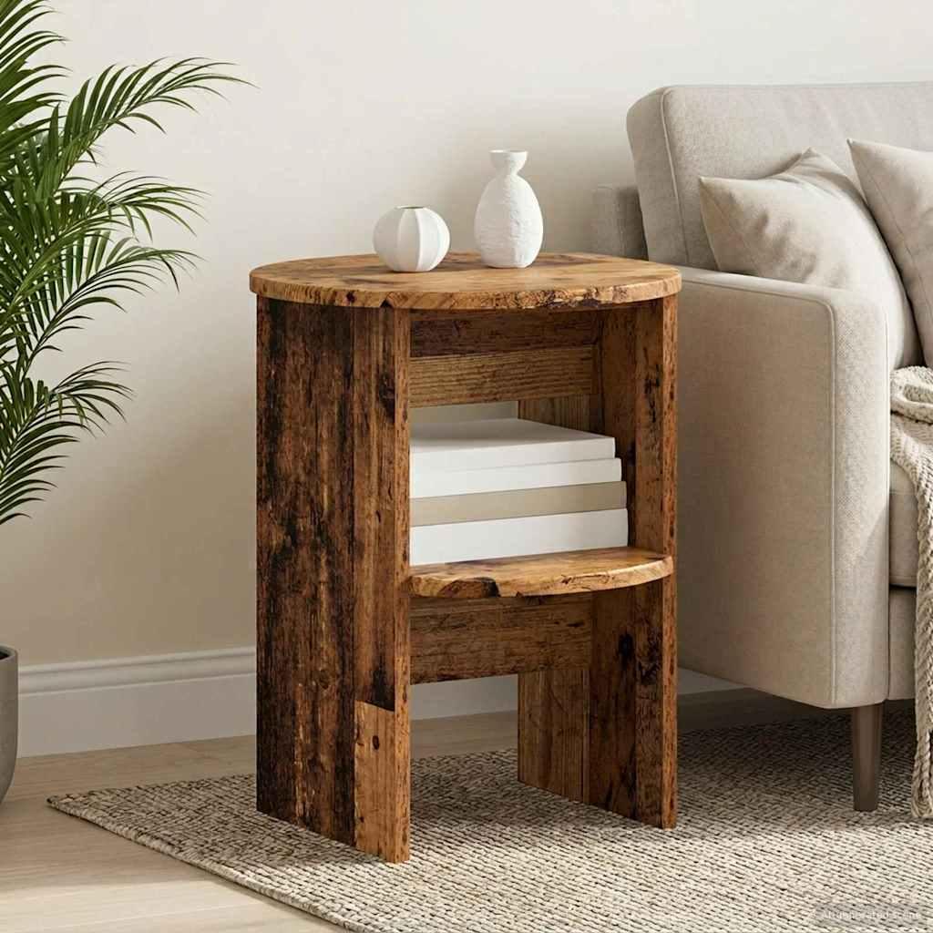 Sideskab 2 stk Gammelt træ Ø40 x 50 cm Konstrueret træ billede