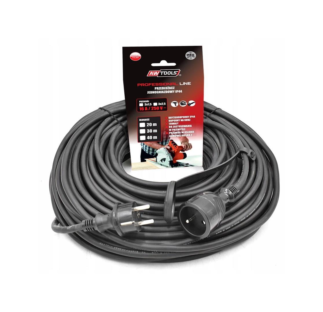 AWTOOLS Professional forlængerledning 20 m - 3×2,5 mm², IP44, 16 A/4.000 W billede