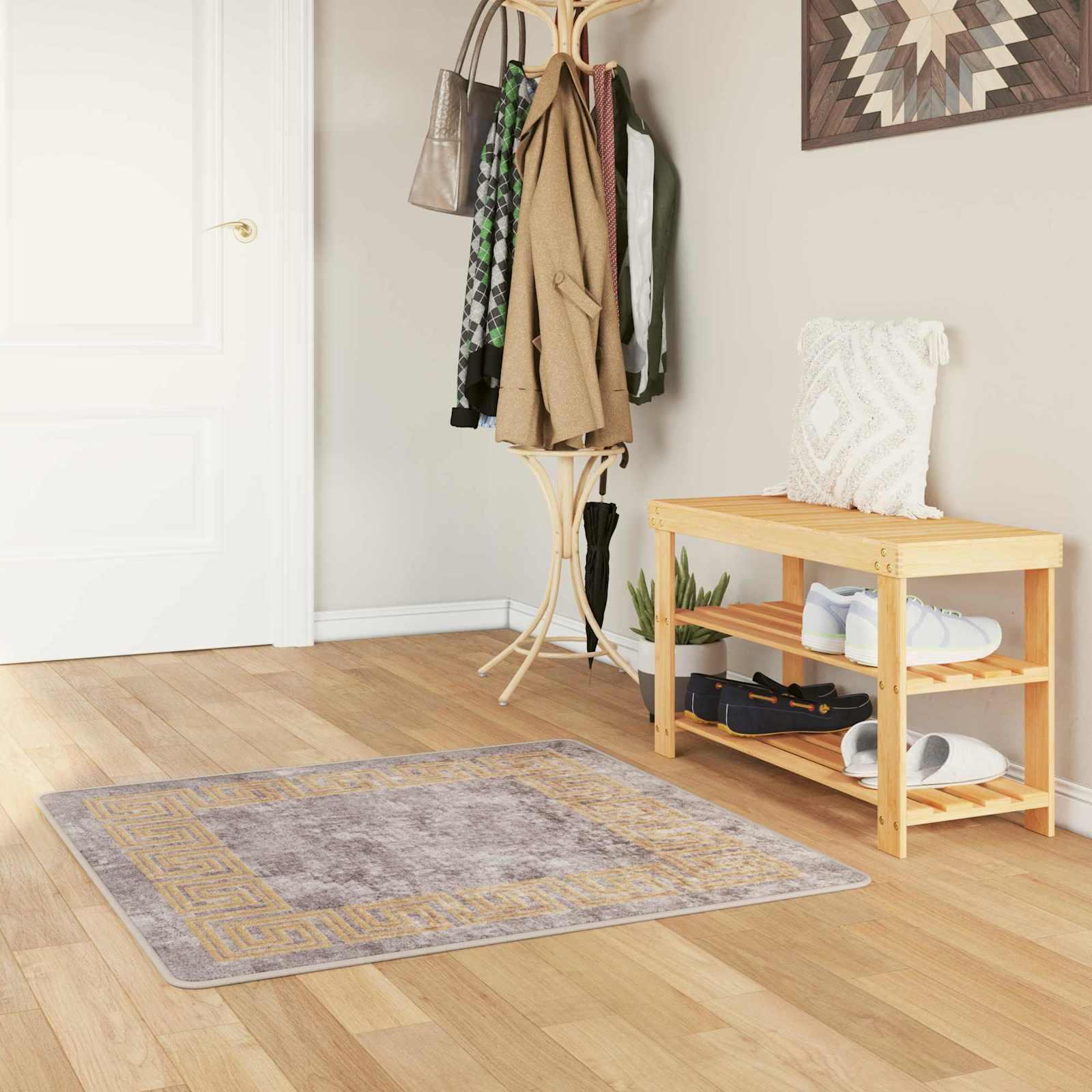 Tæppe Runner MARSA Grå 100 x 100 cm Polyester og PVC billede