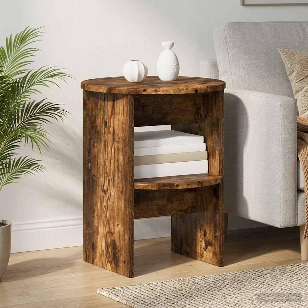 Sideskab 2 stk Røget Eg Ø40 x 50 cm Konstrueret træ billede