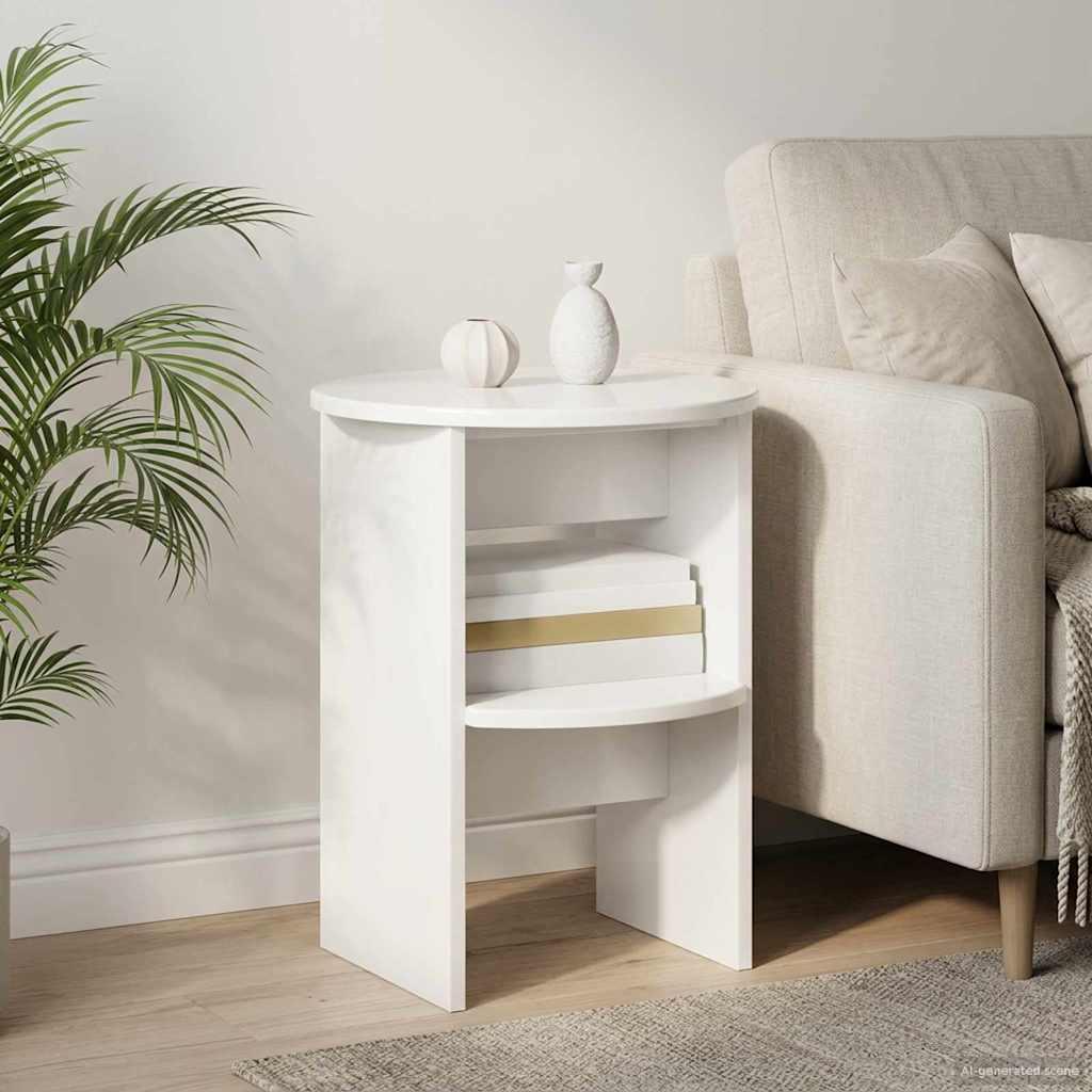 Sideskab 2 stk Højglans Hvid Ø40 x 50 cm Konstrueret træ billede