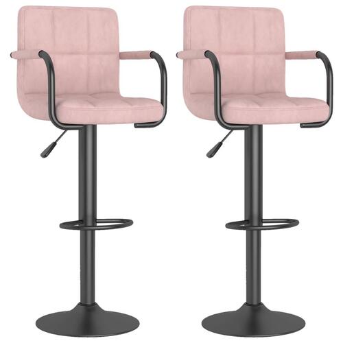 Barstole 2 stk. fløjl pink