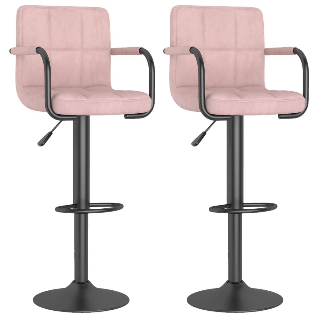 Barstole 2 stk. fløjl pink