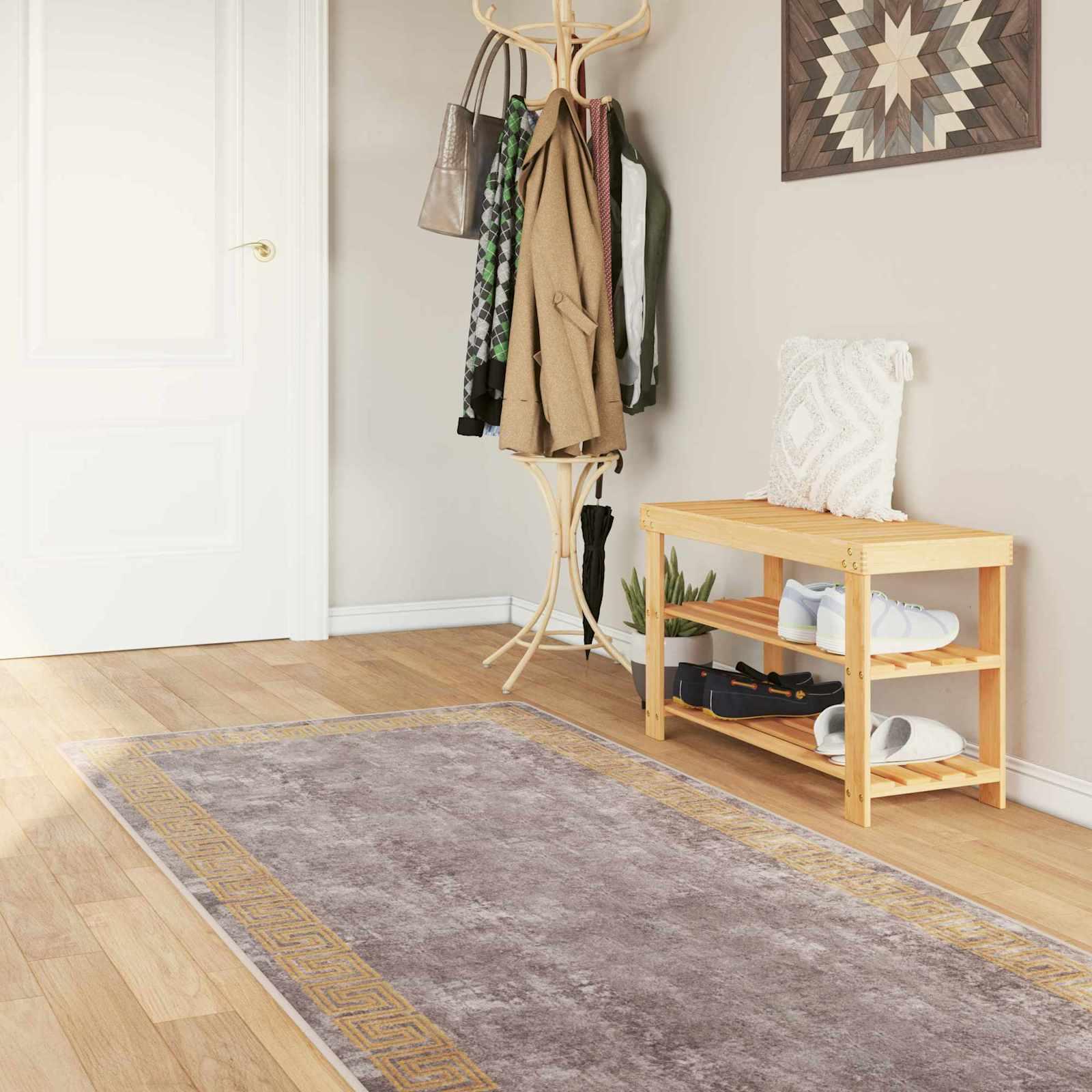 Tæppe Runner MARSA Grå 80 x 350 cm Polyester og PVC billede