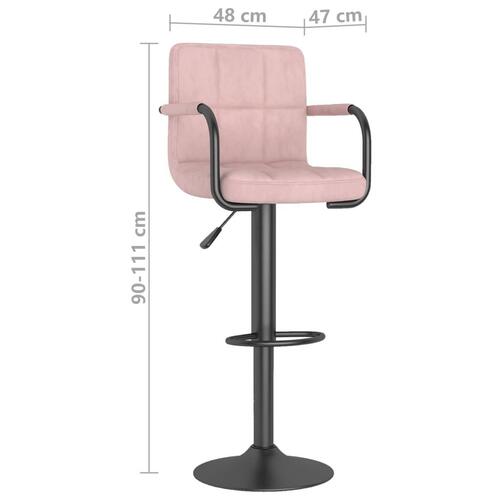 Barstole 2 stk. fløjl pink