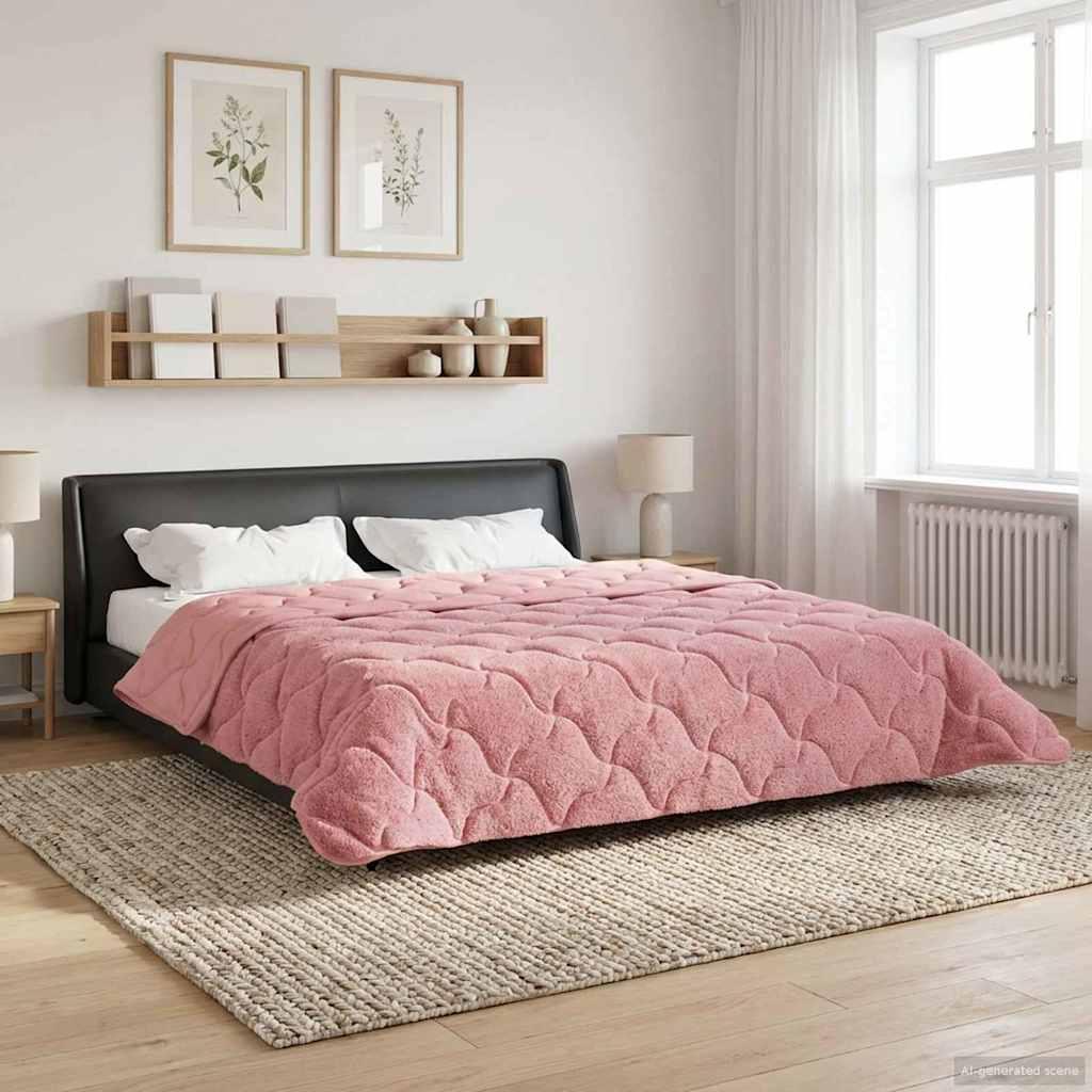 Vinter dyne Lyserød 200 x 200 cm Mikrofiber og Teddy fleece billede