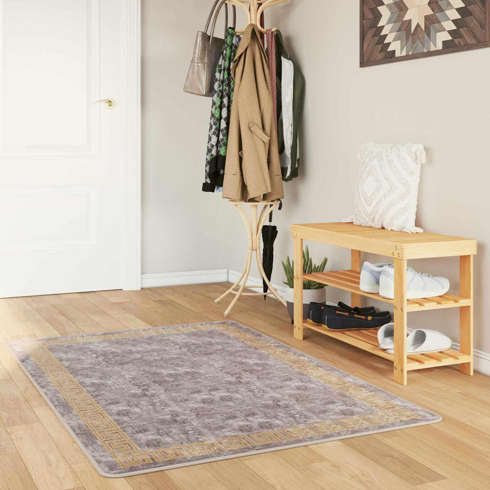 Tæppe Runner MARSA Grå 80 x 100 cm Polyester og PVC billede