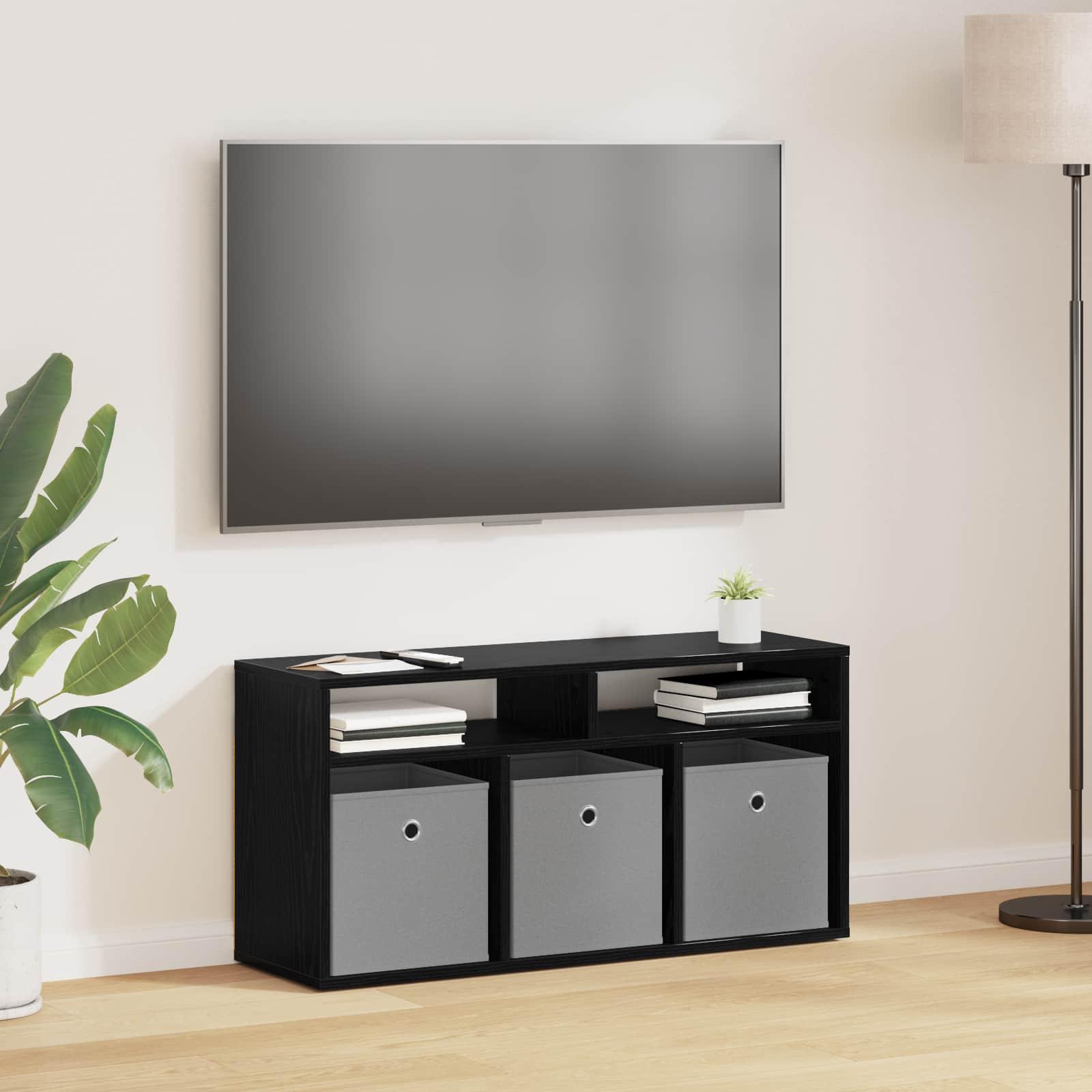 Lavbord med skuffe Sort eg 87 x 27,5 x 43 cm billede