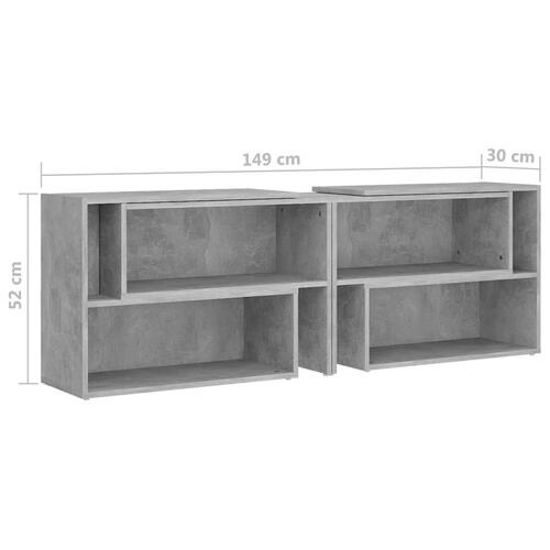 Tv-skab 149x30x52 cm konstrueret træ betongrå