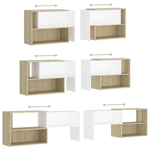 Tv-skab 149x30x52 cm konstrueret træ hvid og sonoma-eg
