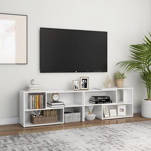 Tv-skab 149x30x52 cm spånplade hvid højglans