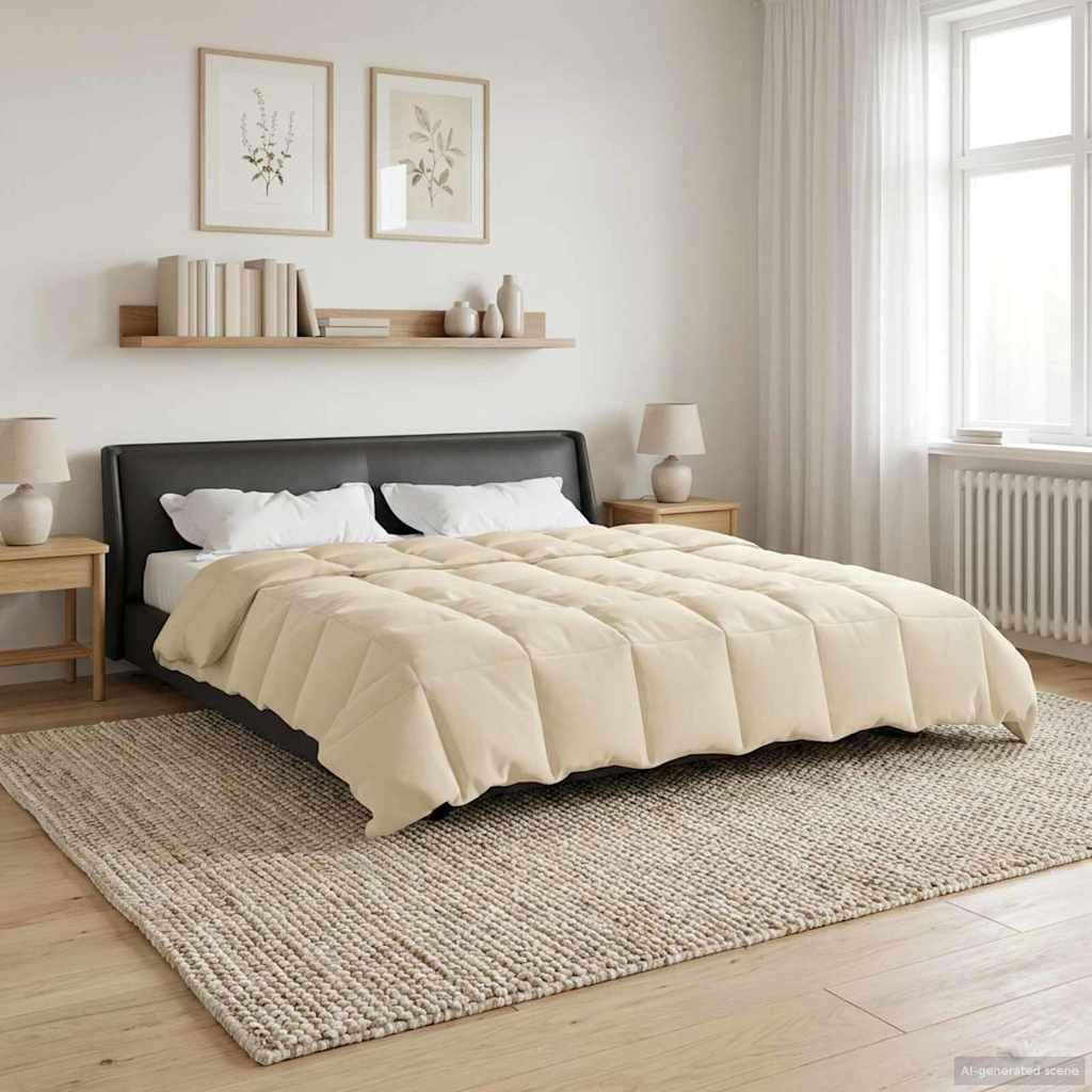 Helårs dyne Quilting Creme 200 x 240 cm Mikrofiber billede