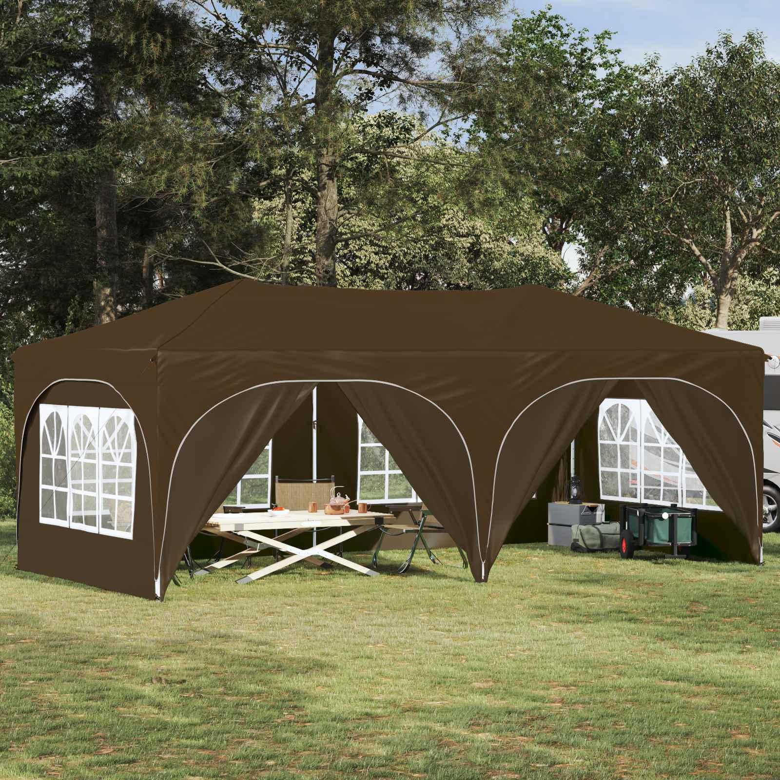 Pop-up Festtelt Gråbrun 575 x 288 x 245 cm Oxford stof billede