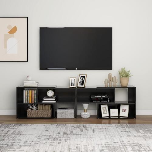 Tv-skab 149x30x52 cm konstrueret træ sort højglans