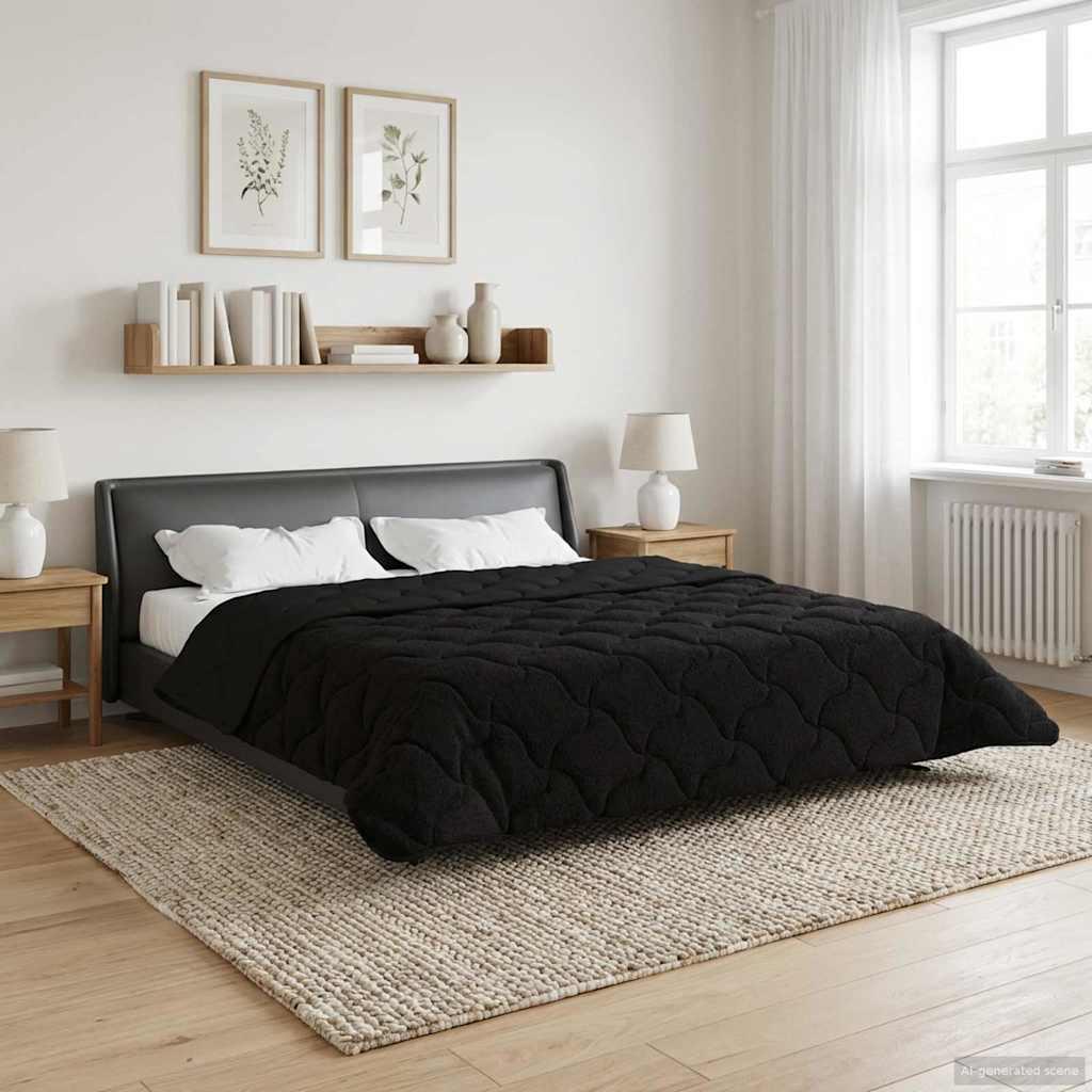 Vinter dyne Sort 200 x 220 cm Mikrofiber og Teddy fleece billede