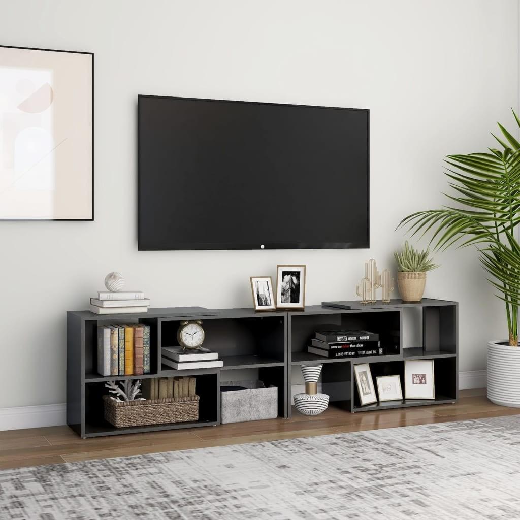 Tv-skab 149x30x52 cm spånplade grå højglans