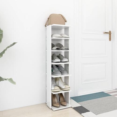 Skoskab 27,5x27x102 cm konstrueret træ hvid højglans