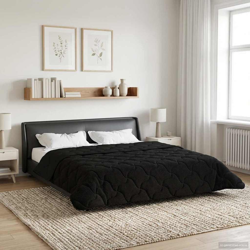 Vinter dyne Sort 200 x 240 cm Mikrofiber og Teddy fleece billede