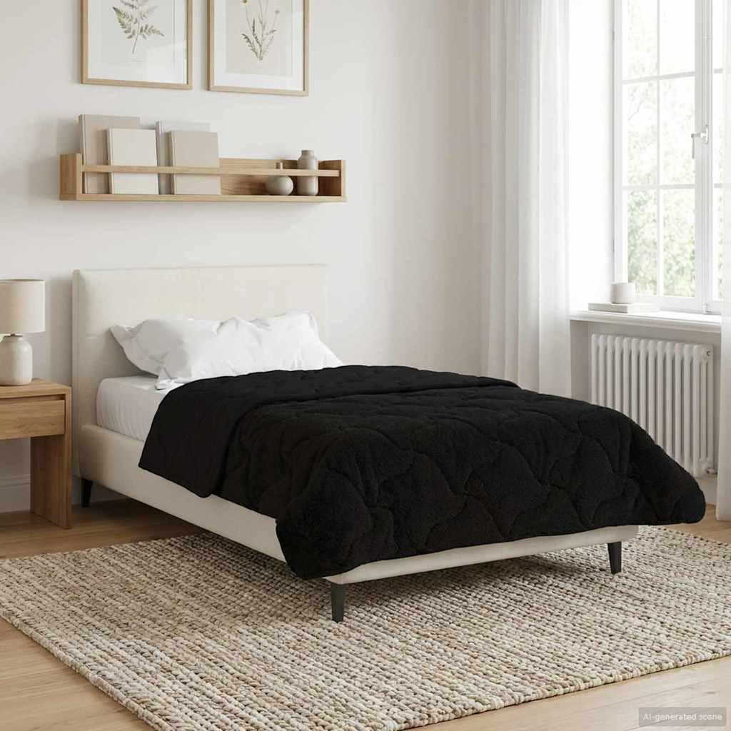 Vinter dyne Sort 135 x 200 cm Mikrofiber og Teddy fleece billede