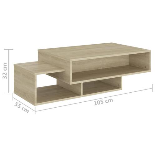 Sofabord 105x55x32 cm konstrueret træ sonoma-eg