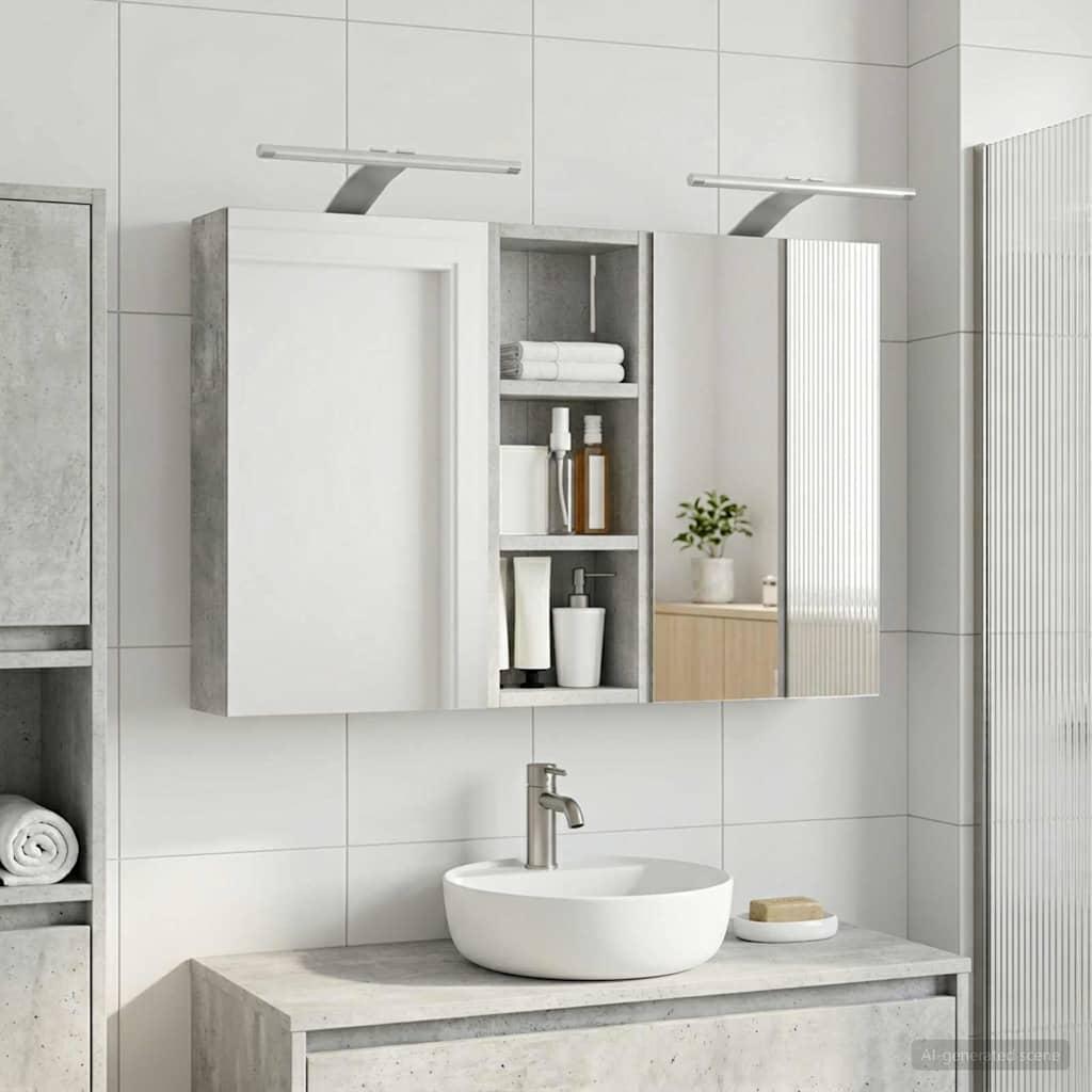 Badeværelsesskabsæt 3 stk 80 x 10,5 x 50 cm Konstrueret træ billede