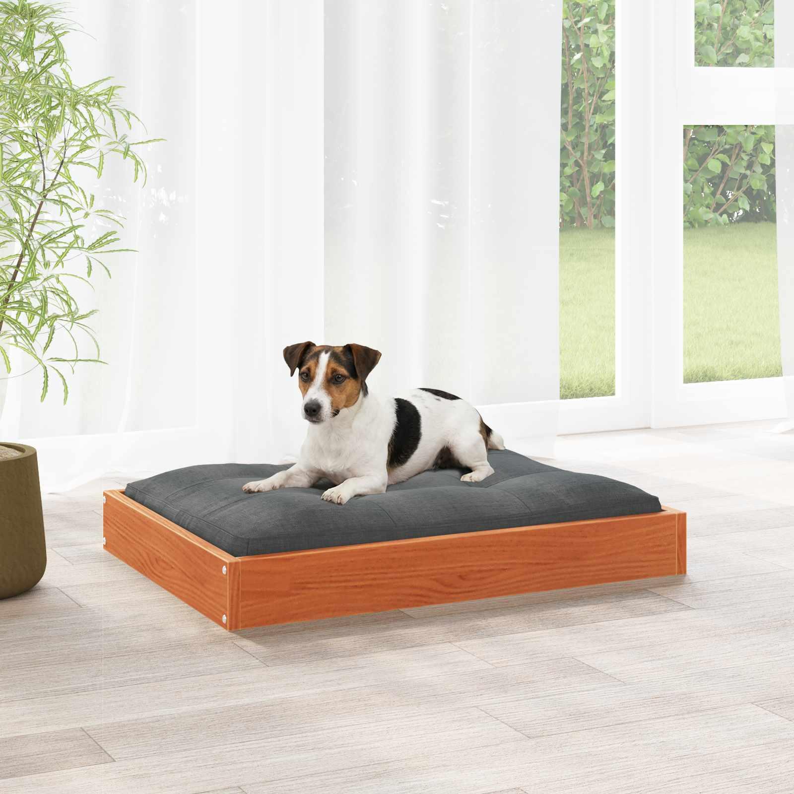 Hundeseng Voks brun 72 x 54 x 9 cm Massivt fyrretræ billede