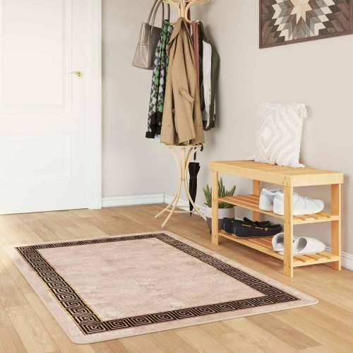 Tæppe løber MARSA - sort kant, 100 × 150 cm, polyester med skridsikker PVC-bagside