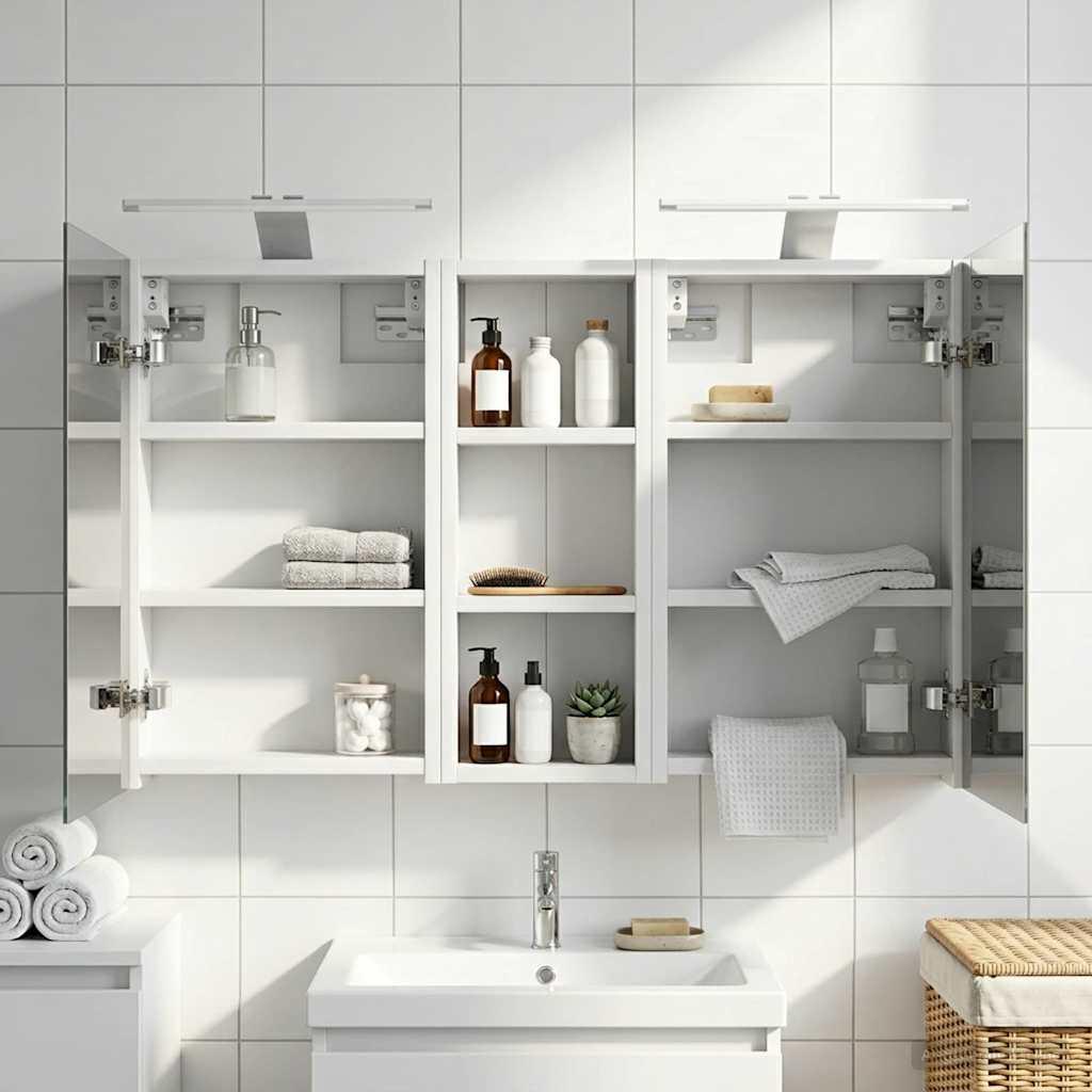 Badeværelsesskabsæt 3 stk 80 x 10,5 x 50 cm Konstrueret træ billede