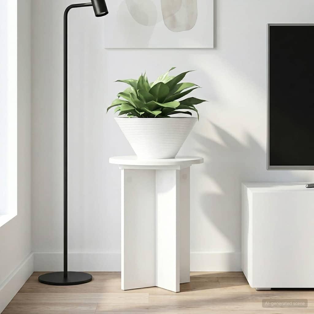 Planteholder 2 stk Hvid højglans Ø29,5 x 40 cm Konstrueret træ billede
