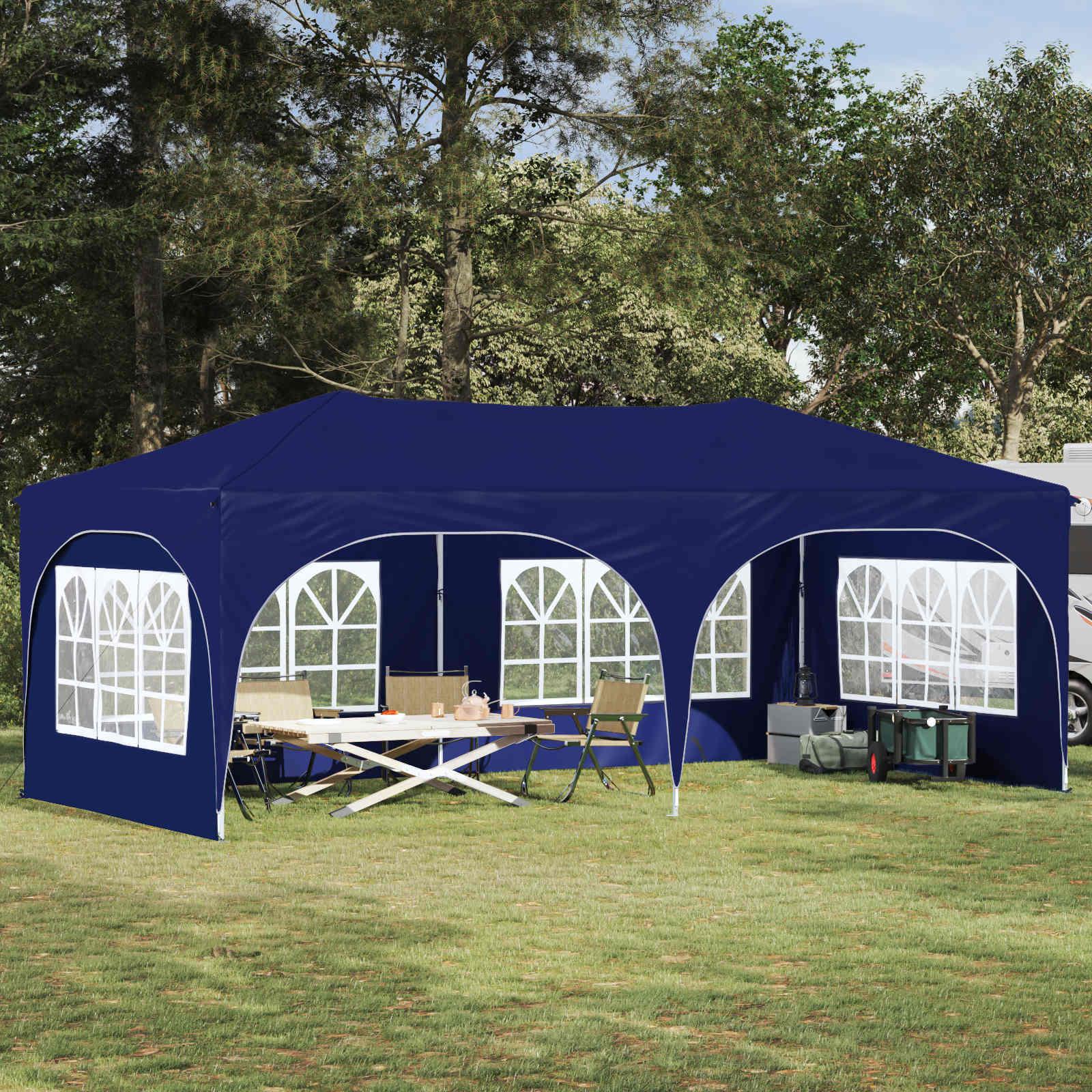 Pop-up Festtelt Blå 575 x 288 x 245 cm Oxford stof billede