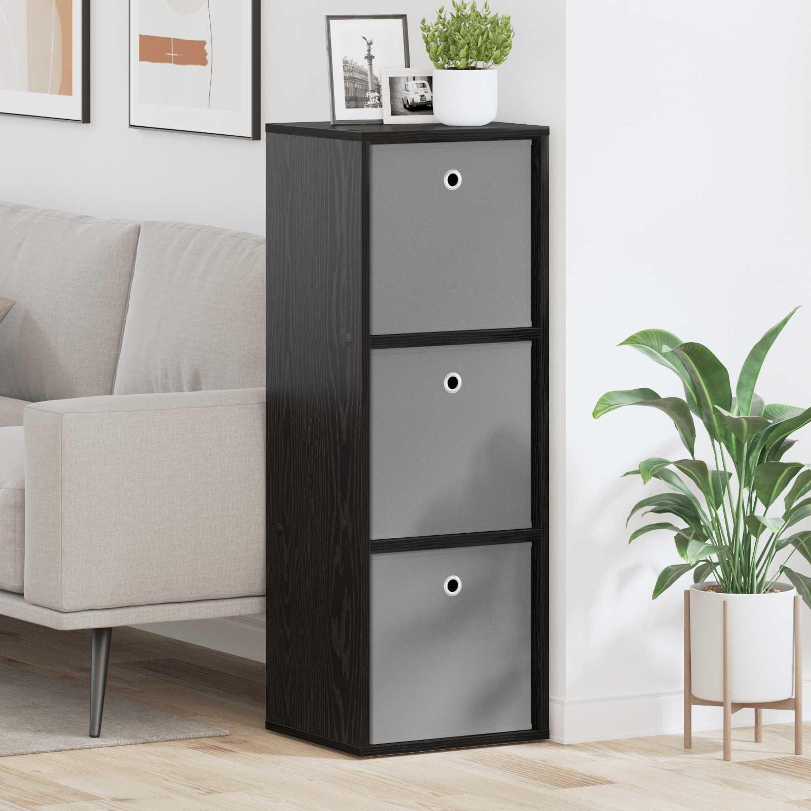 Sidebord med skuffe Sort eg 35 x 32 x 99,5 cm billede
