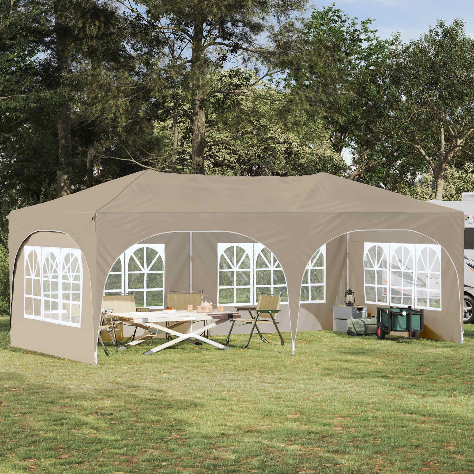 Pop-up Festtelt Creme 575 x 288 x 245 cm Oxford stof billede