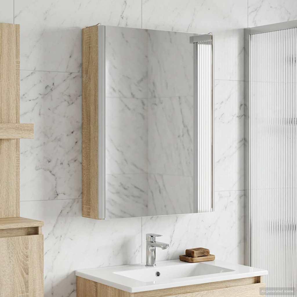 Badeværelsesspejlskab Sonoma eg 43 x 11,5 x 60,5 cm billede