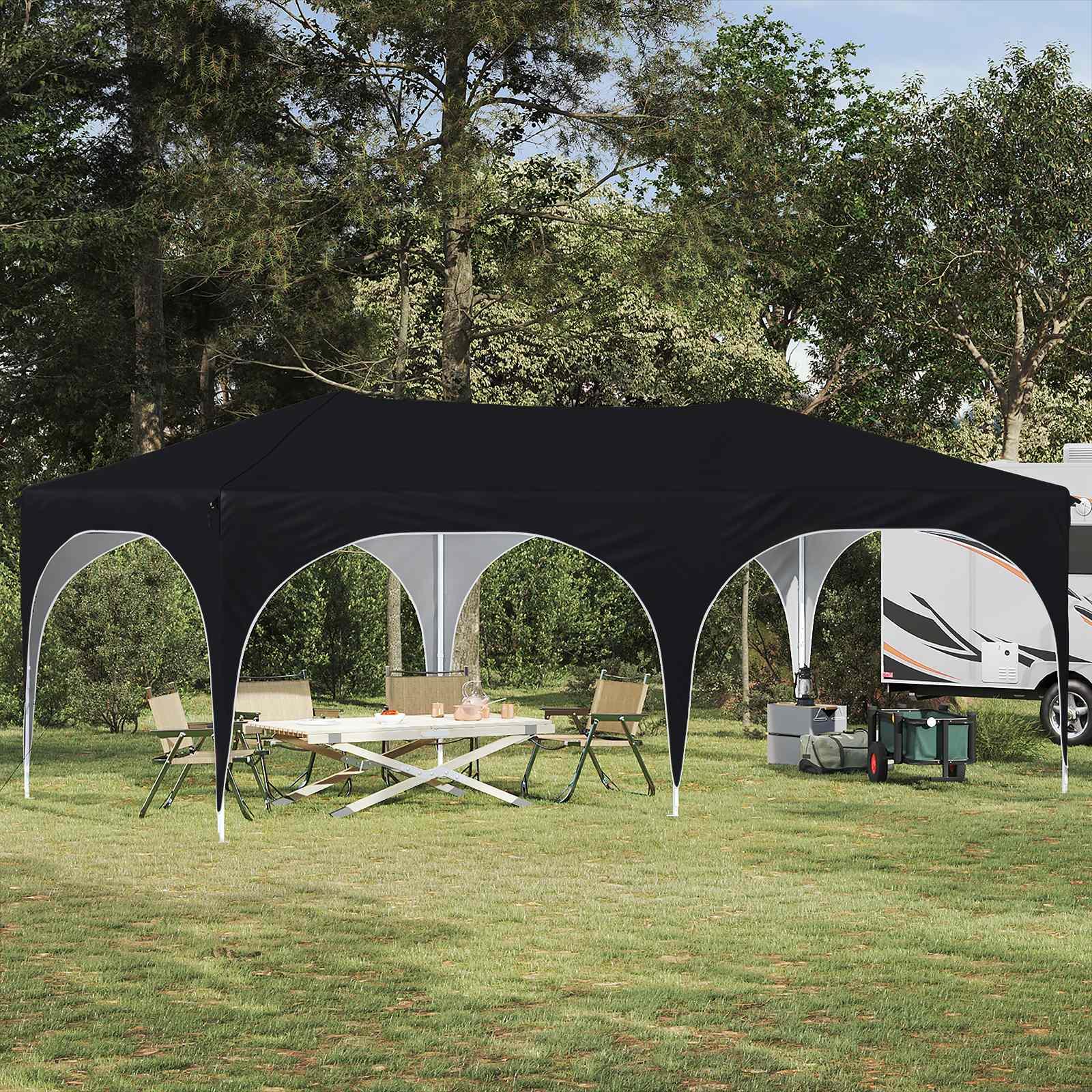 Pop-up Festtelt Sort 575 x 288 x 245 cm Oxford stof billede