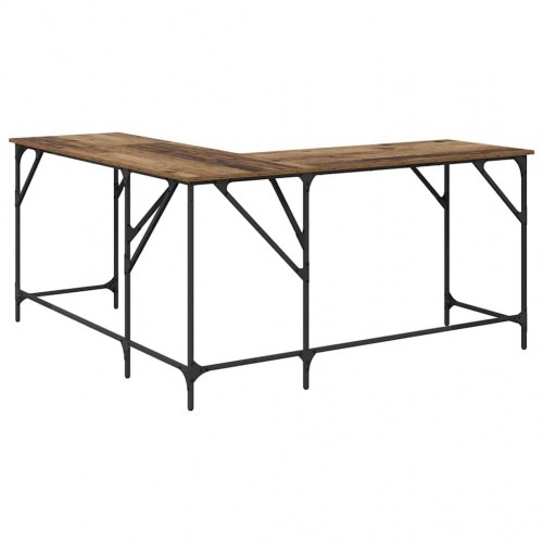 L-formet skrivebord - gammelt træ, 149 x 149 x 75 cm