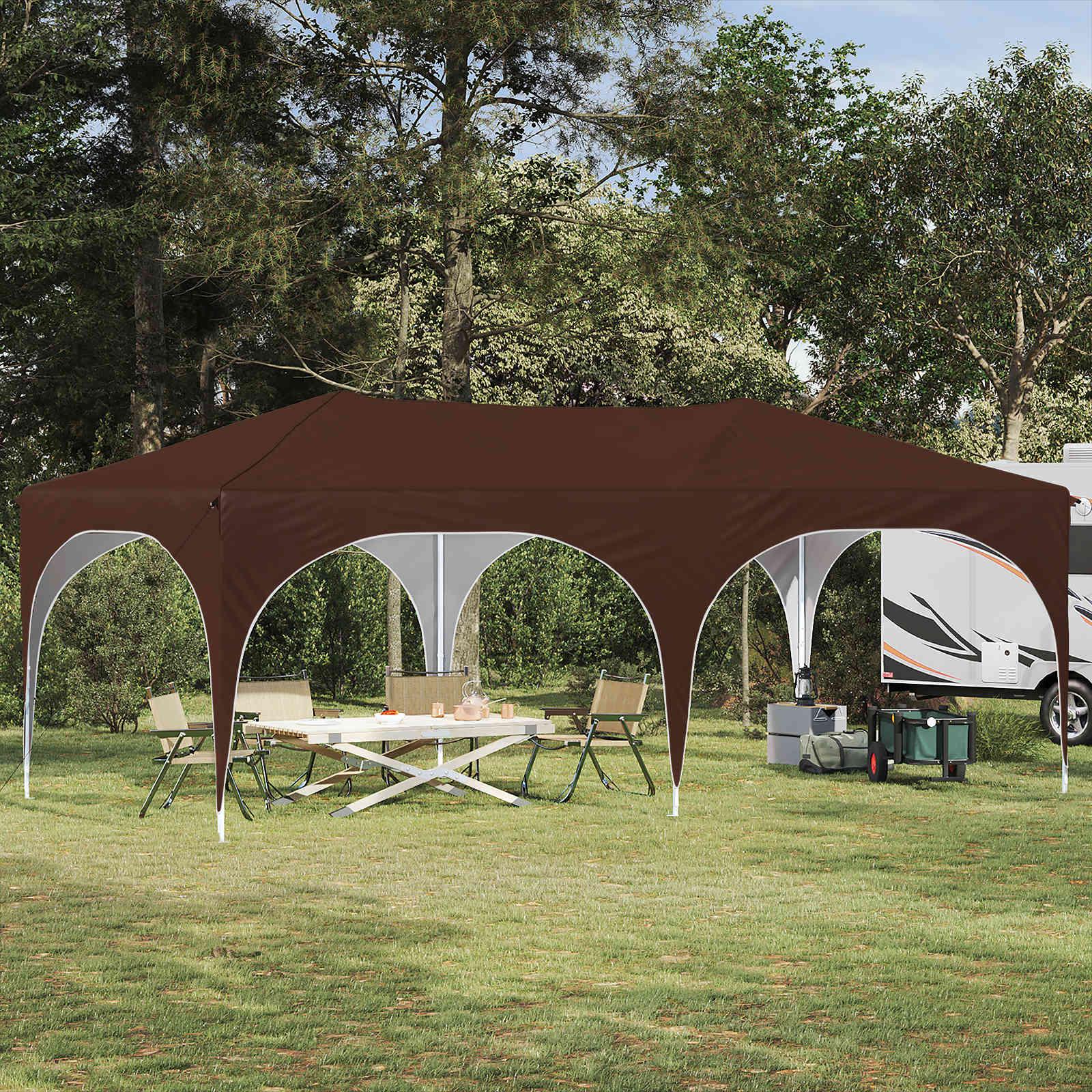 Pop-up Festtelt Brun 575 x 288 x 245 cm Oxford stof billede