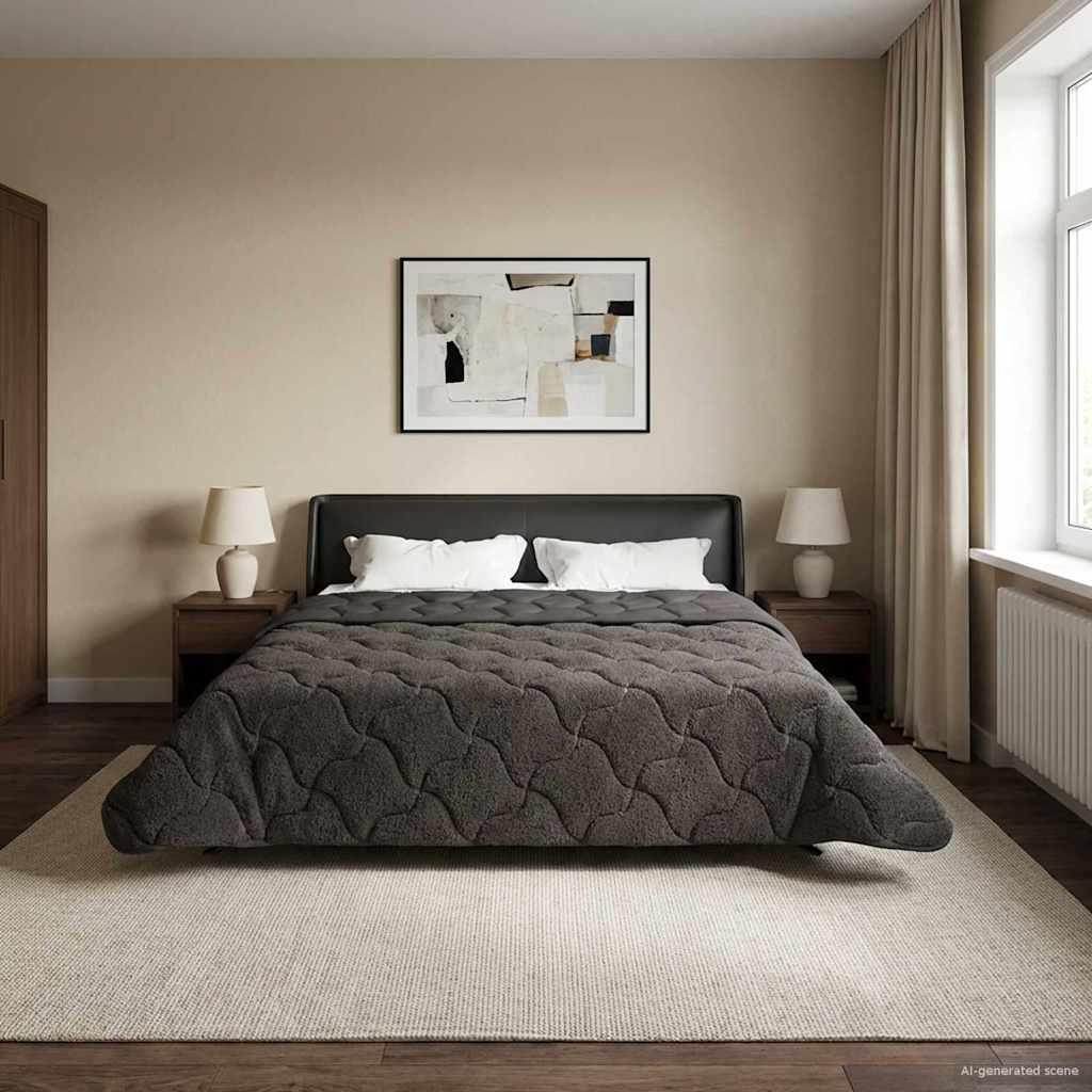 Vinter dyne Antracit 220 x 240 cm Mikrofiber og Teddy fleece billede