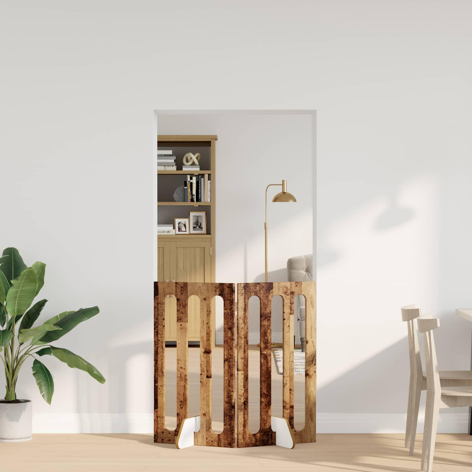 Foldbar hundegård 2 stk Egetræ 100,5 x 38 x 90 cm billede