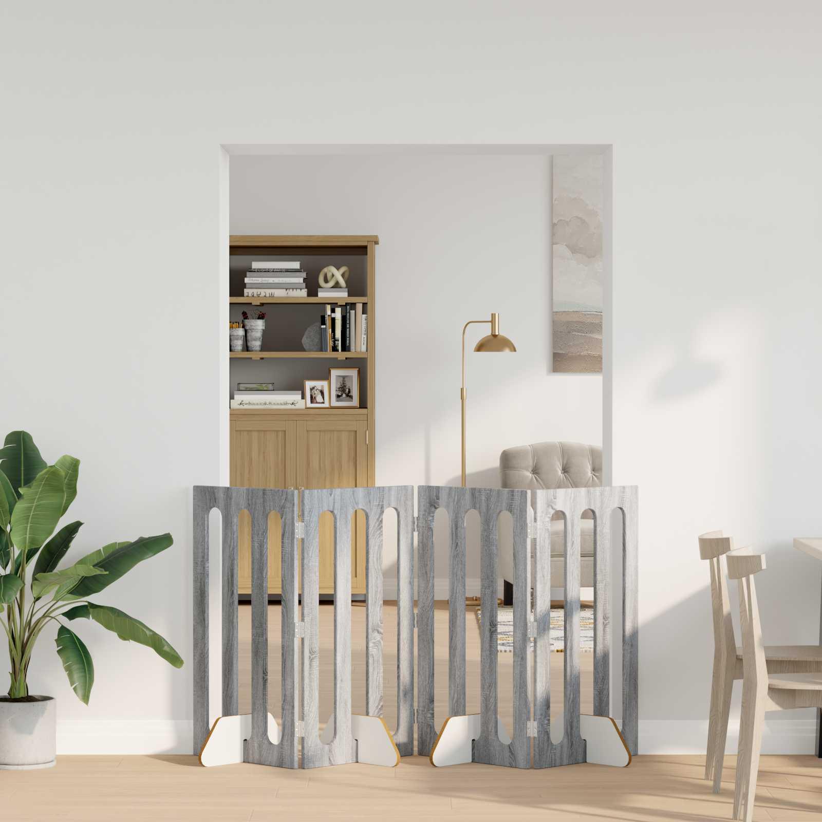 Foldbar hundegård 4 stk Grå Sonoma 201 x 38 x 90 cm billede