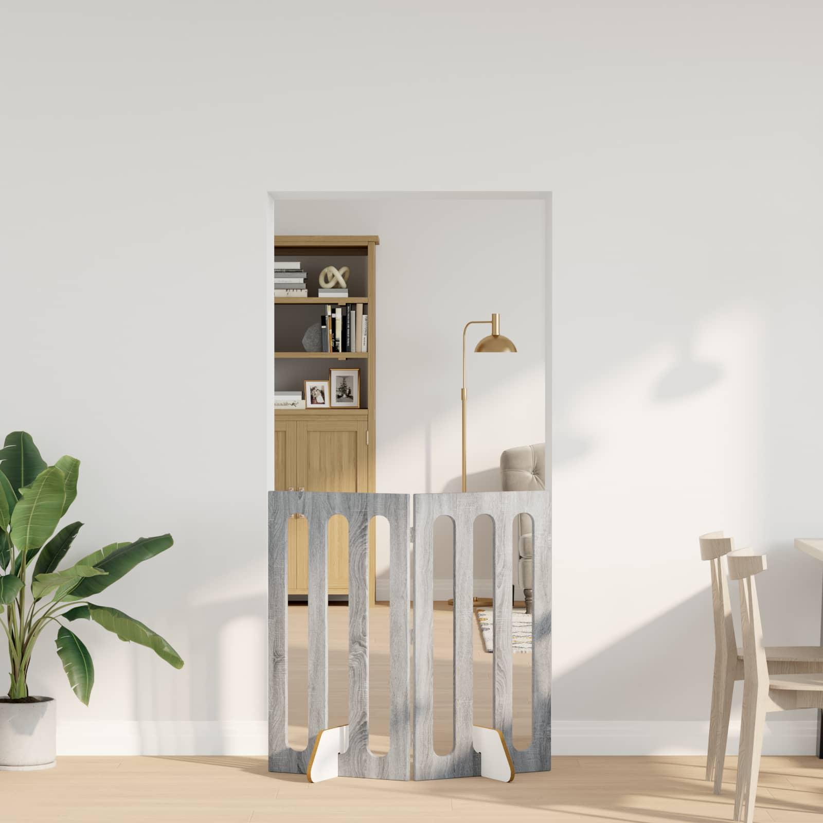 Foldbar hundegård 2 stk Grå Sonoma 100,5 x 38 x 90 cm billede
