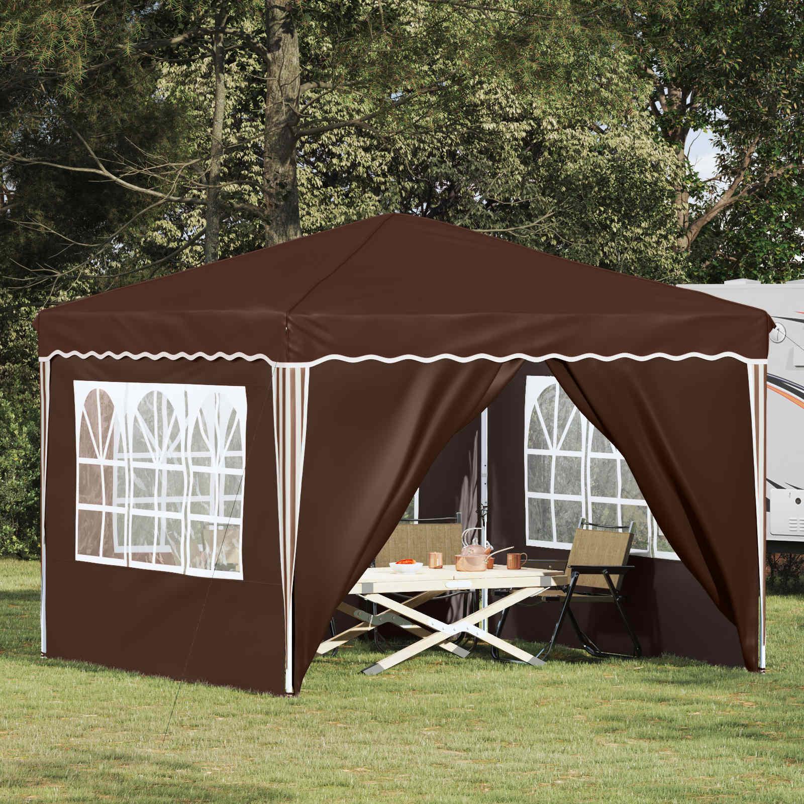 Pop-up Festtelt Brun 288 x 288 x 245 cm Oxford stof billede