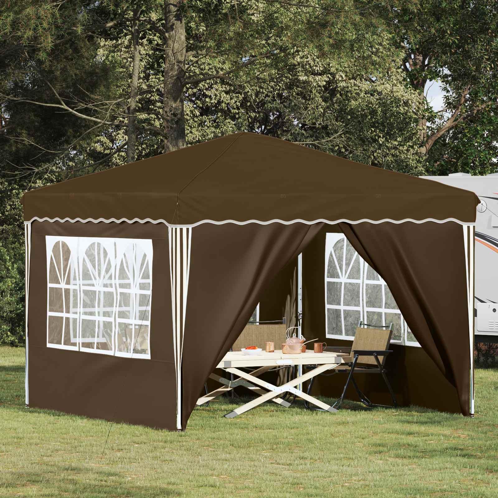 Pop-up Festtelt Gråbrun 288 x 288 x 245 cm Oxford stof billede