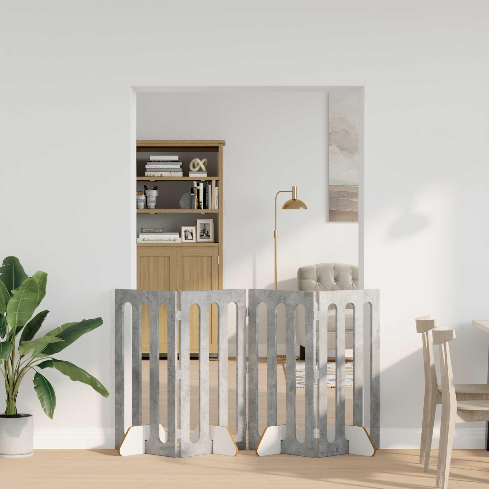 Foldbar hundegård 4 stk BetonGrå 201 x 38 x 90 cm billede