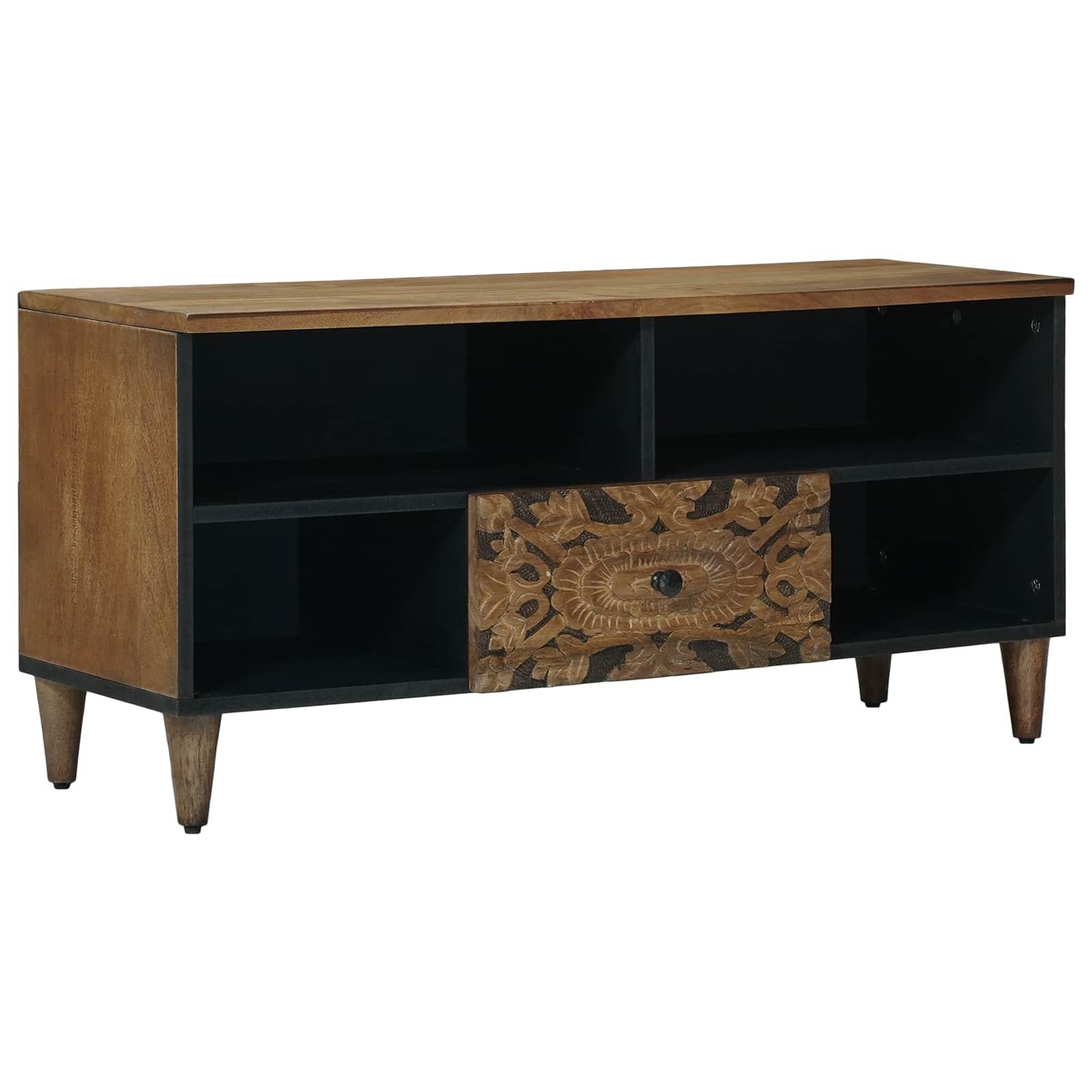TV-skab med skuffe Brun 100 x 33,5 x 46 cm Massivt mangotræ billede